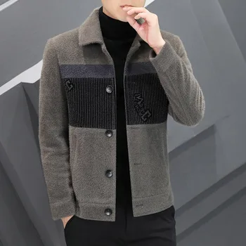 Koreai Slim Alkalmi Gyapjú Kabát Férfi Rövid Varrás Üzleti Ballonkabát Szociális Streetwear Kabát Széldzseki Férfi Ruházat