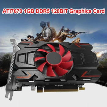 ATI7670 1GB 128Bit DDR5 Számítógép Különálló Grafikus Kártya Piros hűtőventilátor Videó Kártyák, Kiegészítők Asztali Számítógép