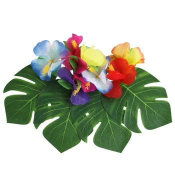 12db Mesterséges Trópusi Palm Indul a Hawaii Luau Téma Party Dekoráció Hamis Monstera Levelek Esküvő Party Kellékek