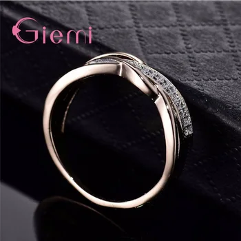 Új Design a Nők Ujján Gyűrű Geometriai Kialakítás Európa 925 Sterling Ezüst Fém Csülök Gyűrűk OL Stílus Strasszos Ékszer Bijoux