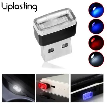 ÚJ Autó USB LED Hangulat Világítás, Dekorációs Lámpa vészvilágítás Univerzális PC Hordozható Plug and Play Piros/Kék/Fehér