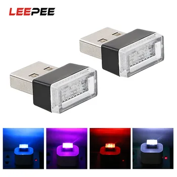 LEEPEE LED Autó, Hangulat Fények, USB Aljzatok vészvilágítás Dekoratív Lámpa Autó szivargyújtó Autós-stílus