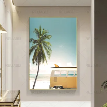 Trópusi Táj Wall art Vászon Festmény Beach Palm Tree Poszterek, Nyomatok, Seascape Vászon, Művészi Kép a Nappali Dekor
