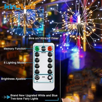 DIY LED Dekorációs Fények, Tűzijáték Tündér Fény 8 Módok String Fény Vízálló elemes Távoli Buli, Esküvő, Karácsony