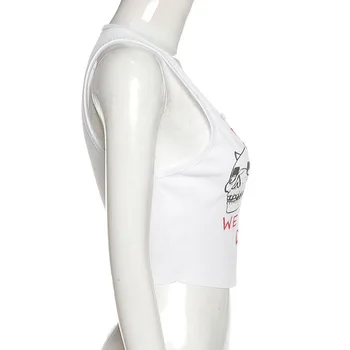 Y2K Fehér Koponya Crop Top E-Lány Divat Streetwear Nyári Alkalmi Tank Női Női Felsők Indie Esztétika Ruhát 2021 Tavasz