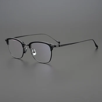 Tiszta Titán szemüveg keret férfiak Vintage Tér Tervező optikai szemüveg Rövidlátás olvasó nők recept egyértelmű szemüveg
