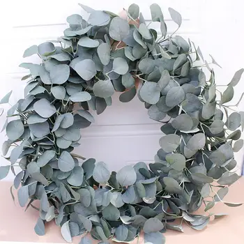 Eukaliptusz Koszorú Mesterséges Növények Háttér Fal Ablak Dekoráció Esküvői Party Kellékek, Ajándékok Diy Karácsonyi Lakásdekoráció
