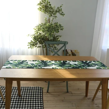 ESSIE HAZA Digitális Nyomtatás Pamut ágynemű Palm Leaf Monstera Levél Zöld Levél terítő asztali Futó Placenmat