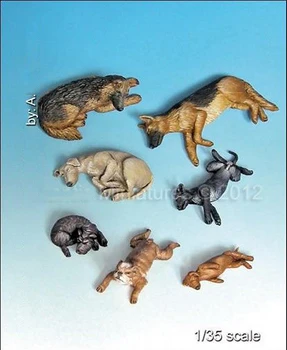 Közgyűlés Festetlen Skála 1/35 az Állat Set # Kutyák Kiskutyák Történelmi játék Gyanta Modell Miniatűr-Készlet