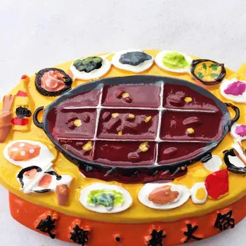 Szecsuán Chengdu Hot Pot Utazási Ajándéktárgyak Hűtőmágnesek Gyanta Hűtőszekrény Mágneses Matrica Dekor imanes para refrigerador Ajándék