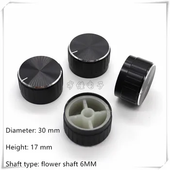 2 Darab 30 x 17 mm, fekete alumínium ötvözet potenciométer gomb mechanikus panel beállító gomb alkalmas virág lyuk 6mm
