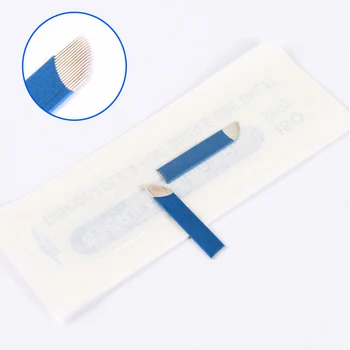 20db/sok Sterilizált Kék 14 Pin-0.2 mm-es Tartós Smink Penge Kézi Hímzés Szemöldök 3D Microblading Tetováló Tű