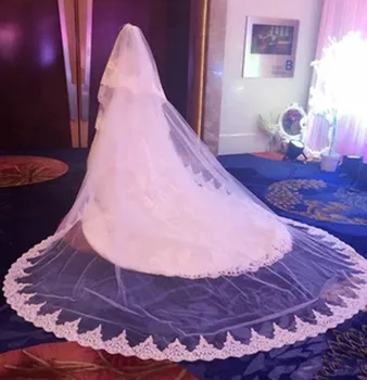 Fehér Elefántcsont-Dóm Hossza Menyasszonyi Fátyol csipkeszegélyt Esküvői Kiegészítők a Comb Veu De Noiva longo
