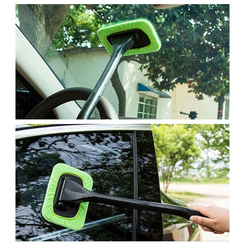 Ablak, Szélvédő Tisztító Eszköz Mikroszálas Kendővel Autó Tisztító Kefe Levehető Fogantyú Automatikus Belső Üveg Ablaktörlő FA