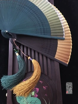 Edo Japán Stílusú, Japán Stílusú Legyező Kimonó Rajongó Valódi Selyem Női Rajongó Kis Virág Faragott Gradiens Üres Rajongó Arany