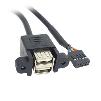 30cm 100cm Alaplap Belső 9Pin 9P Dual 2-port USB 2.0 EGY Női Panel Telepítéséhez ADATOK DuPont Kábel