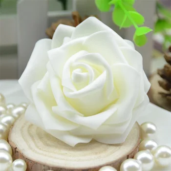 100 7cm PE Mesterséges Hab Rózsa Virág Fejek Otthoni Esküvői Dekoráció DIY Scrapbooking Virág Fal Kézműves Csók Golyó