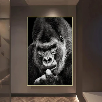 Állat Plakátok Fekete Gorilla Vászon Festmény Képek Északi Plakátokat, Vászon Festmények Majom Falon Képek Szoba Dekoráció