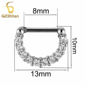 G23titan 16G Titán Orr Gyűrű Kristály Septum Fül Bástya Orrlyuk Septum Piercing Ékszerek Szerv Tartozék