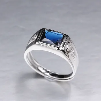 925 ezüst gyűrű férfiak, mind a nők légköri divat kék cirkon inlay gyűrű, férfi