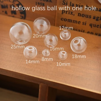 5piece 8-25mm üres üveg labdát egy lyuk, kerek buborék injekciós üveg földgömb égitestek ékszerek megállapítások üveg medál ékszer megállapítások