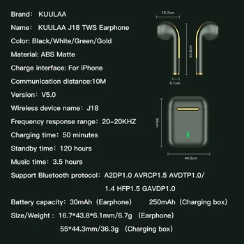 KUULAA TWS Vezeték nélküli Fejhallgató Bluetooth Fülhallgató Fülhallgató Igaz, Vezeték nélküli Fülhallgató, iPhone 12 11 Pro Max Touch Control fülhallgató