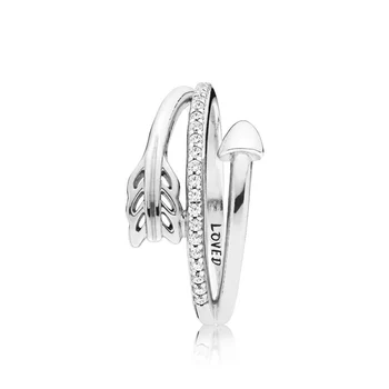 925 Sterling Ezüst pandora Gyűrű Szikrázó Nyilat, Tiszta Cz Gyűrű Eredeti Női Esküvői Divat Ékszerek
