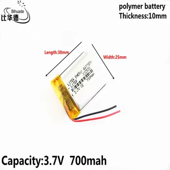 10db A magas minőségű 3,7 V 700MAH 102530 Lítium-Polimer LiPo Akkumulátor Mp3 fejhallgató PAD, DVD, bluetooth, kamera