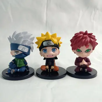 Naruto 6db/Set Manga, Anime Ábra Uzumaki Uchiha Kakashi Sakura Gaara Q Verzió PVC Figma Játékok Modell Figura Dekor Fidget