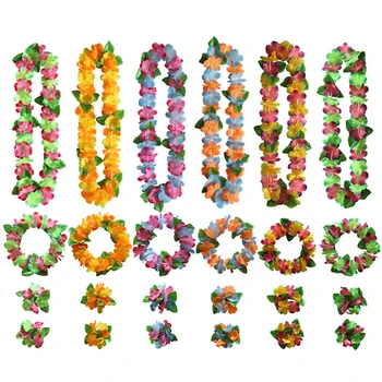 4db/Szett elegáns Ruha Mesterséges Hawaii Virág virágfüzérek Garland Nyaklánc Party Hawaii Beach Szórakoztató Virágok DIY Parti Dekoráció Dekoráció