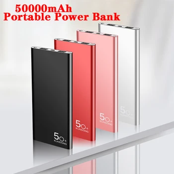 ÚJ Ultra-vékony Power Bank 50000mAh Digitális Kijelző 2 USB Port Szabadtéri Utazás Hordozható Powerbank a Xiaomi Samsung IPhone