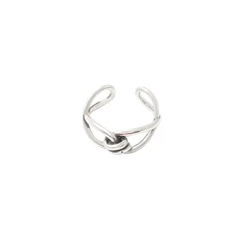 925 ezüst bevonatú geometriai kereszt-nyitó gyűrű niche design női Insta Trendteremtő ezüst retro gyűrű a király styl
