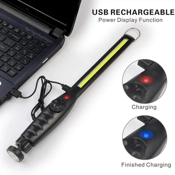 Erős COB Munka Fény USB Újratölthető LED-es Zseblámpa, Fokozatmentes Fényerő Kemping Lámpa Mágnes Zseblámpa Vízálló Light