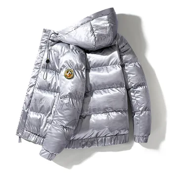 Pamut, bélelt dzseki férfi 2021 új vastag téli kenyeret kabát nagy méret fényes steppelt dzseki kabát le pamut kabát