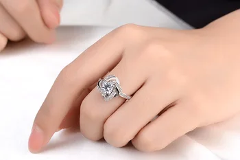 925 Sterling Ezüst, Csillogó Cirkon Divat Design, Állítható Méretű Gyűrű a Nők Nagykereskedelmi Ékszerek, Születésnapi Ajándék, Olcsó
