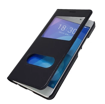 Ultra-vékony üzleti védőburkolat tok telefon esetében ablak-típusú flip tok pu bőrtok Meizu M6 Megjegyzés 5.5-hüvelyk