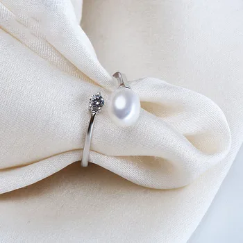 ZHBORUINI 2019 Divat Gyöngy, Gyűrű Ékszer, Ezüst vízcsepp Gyűrű Édesvízi Gyöngy, Gyűrű 925 Sterling Ezüst Gyűrű Női