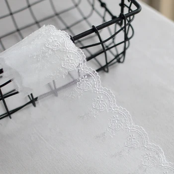 14yards fehér Gézt háló hímzés szál Csipke Szegéllyel csipke anyagból DIY ruházat, ruha, lakástextil patchwork Varrás Kellékek
