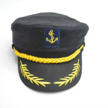 Fekete, fehér, piros hímzéssel, állítható pamut katonai sapka vintage Szülői tengerész sapka retro lapos kapitány sapka haditengerészet motorháztető gorras