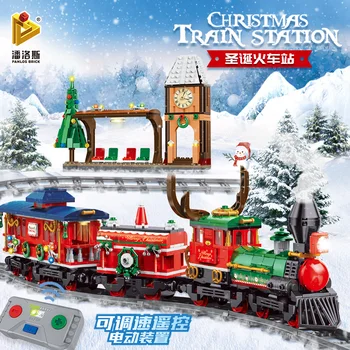 Építési Vonatok Játékok 1217pcs Távirányító Karácsonyi Vonat építőkövei MOC Tégla Elektromos Vasúti Vonat modelleket, Ajándékok