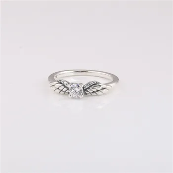 925 sterling ezüst pandora Gyűrű fehér cz cirkon fényes angyal szárnyak Gyűrű születésnapi ajándék