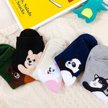 Rajzfilm Zokni Panda Állat Print Aranyos Aranyos Koreai Stílus Nők Macska Pamut Nő Calcetines Meias Mulher Skarpetki Calcetas Zokni