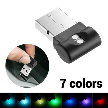 7 Színek Mini USB Autós Fény Dekoratív Lámpa Autó Környezeti Fény Neon Sürgősségi Belső Fény Auto Autó Belső Lámpa Autó-stílus