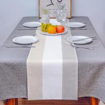 Luxus asztali Futó Csíkok Vonal, Téglalap Minta Szülinapi Parti Hotel Étkező Asztal Kiváló Minőségű Pamut, Vászon terítő