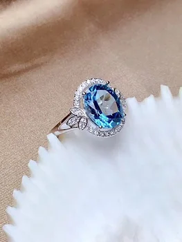 Gyönyörű Hölgy Kék Gyűrű Kristály Köbméter Cirkon Gyűrű Esküvői Ígéret Eljegyzési Gyűrű Női Divat, Ékszerek