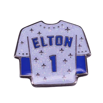 Los Angeles Dodgers #1 jersey-ben Elton John csillogó zománc pin Rakéta Játék bross