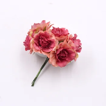 6db olcsó selyem rózsa magas minőségű mesterséges pünkösdi rózsa csokor esküvő lakberendezési DIY koszorú clip art kézi kézműves hamis virágok