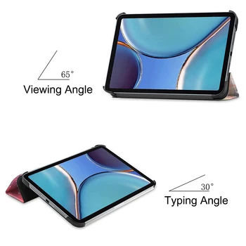 Festett/Tiszta Szín Tri-szeres Intelligens Alvó Ébred védőtok tok iPad Mini 6 2021 Tabletta Összecsukható Állvány Shell Cover