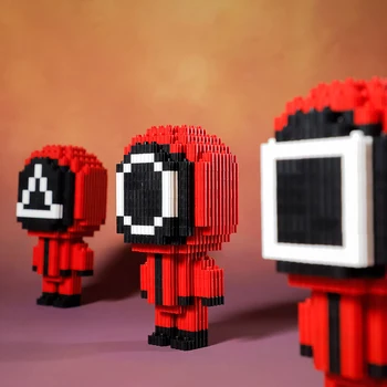 Tintahal Játék építőkövei DIY Piros Mini Épület Splicing Játékok Ábra Modell Kreatív Szülinapi Ajándék Doboz Karácsonyi Ajándék Gyerekeknek