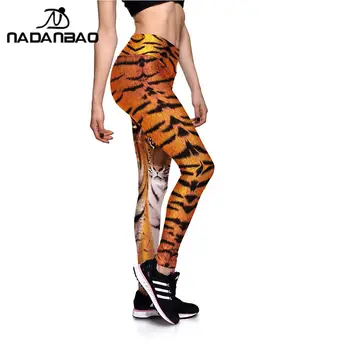 NADANBAO Zökkenőmentes Vékony Legging 3D Tigris Minta Divat Leggins Közepe Derék PUSH UP Fitness Workou Nadrág Női Leopárd Legging Új